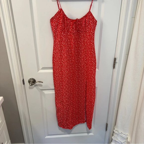 Zara Red Floral Midi Dress - Picture 5 of 11